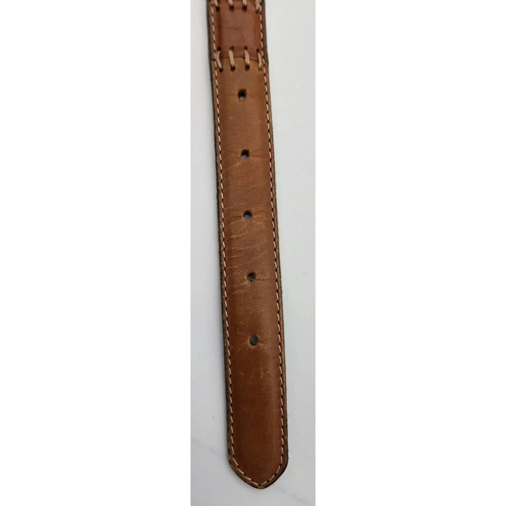 Fossil Patchwork Leather Belt Women Multicolor Brass‎ Buckle Size Large 30-34 in